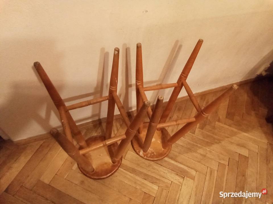 Hokery drewniane PRL komplet Warszawa sprzedam
