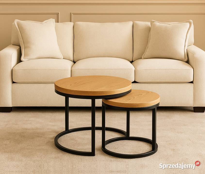 Stolik Kawowy Podwójny Dębowy LOFT Ława 100 Lite Gdańsk