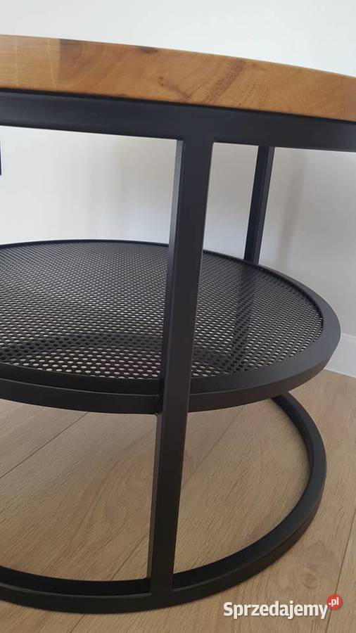 Dębowy stolik kawowy loft średnica 60 nowy 60cm Nowy Sącz