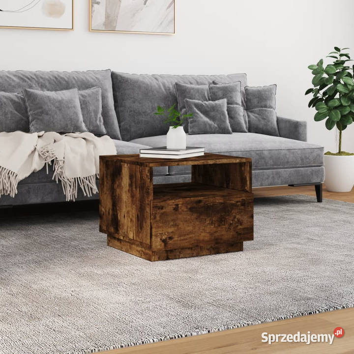 Stolik kawowy z LED przydymiony dąb 50x49x40 Warszawa