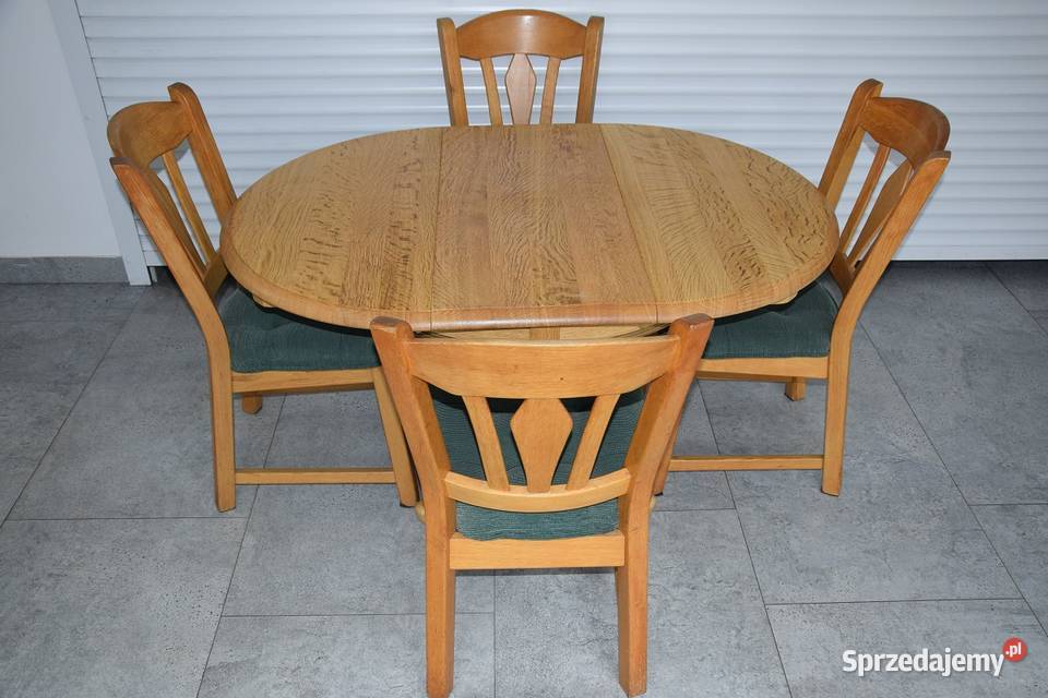stół rozkładany i 4 krzesła komplet z drewna Olsztyn