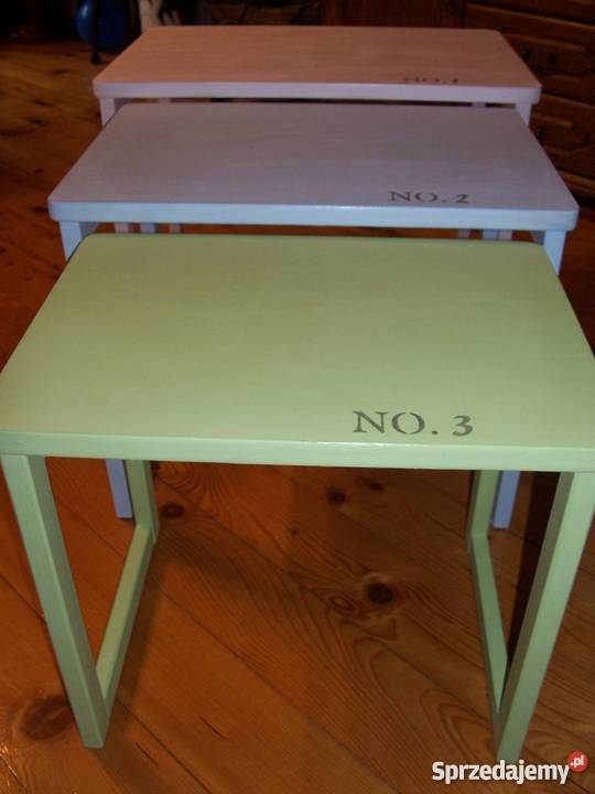Trojaki stoliki shabby chic prowansja 63cm dolnośląskie Oleśnica sprzedam