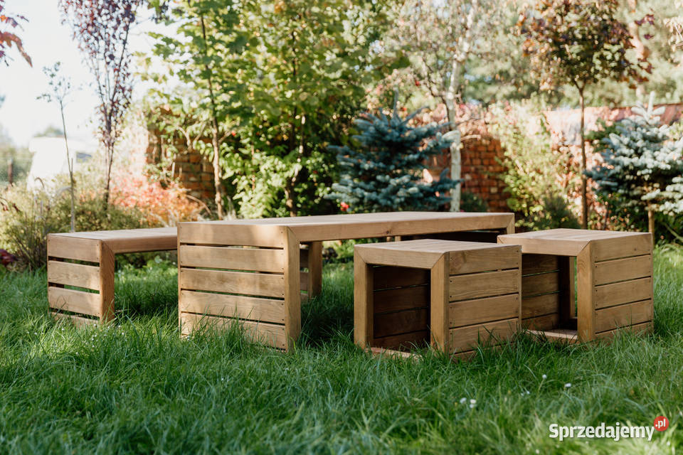 Meble ogrodowe drewniane tarasowe nieskładane