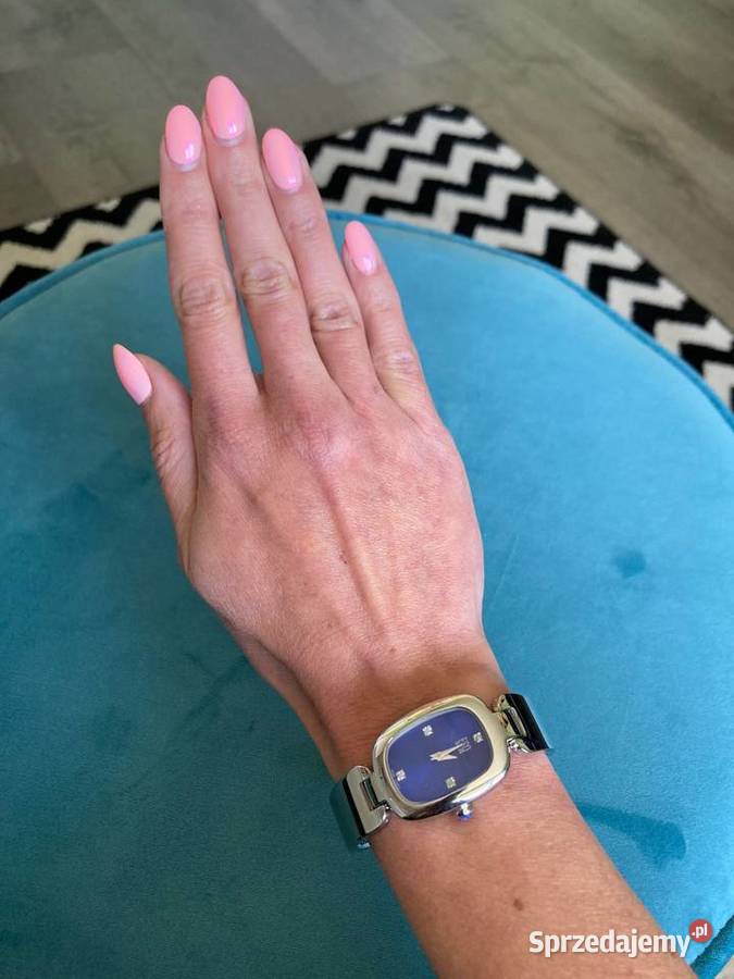 Luksusowy damski srebrny zegarek diamenty Nisko