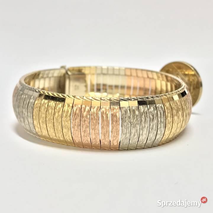 Złota BRANSOLETKA damska 18K trzy KOLORY złota Warszawa sprzedam