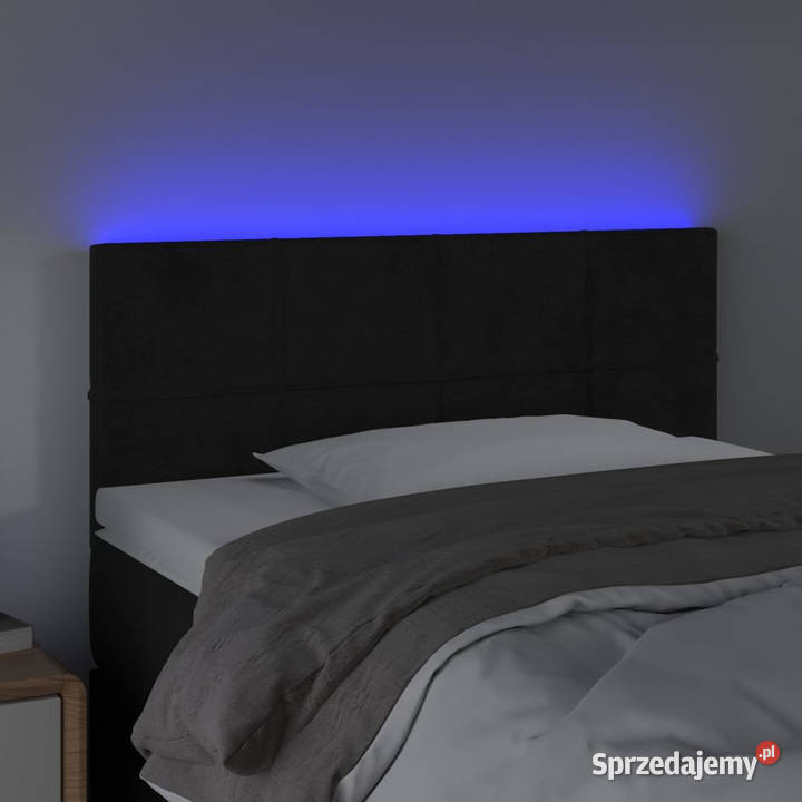 Zagłówek do łóżka z LED czarny 80x5x7888 aksamit mazowieckie Warszawa sprzedam