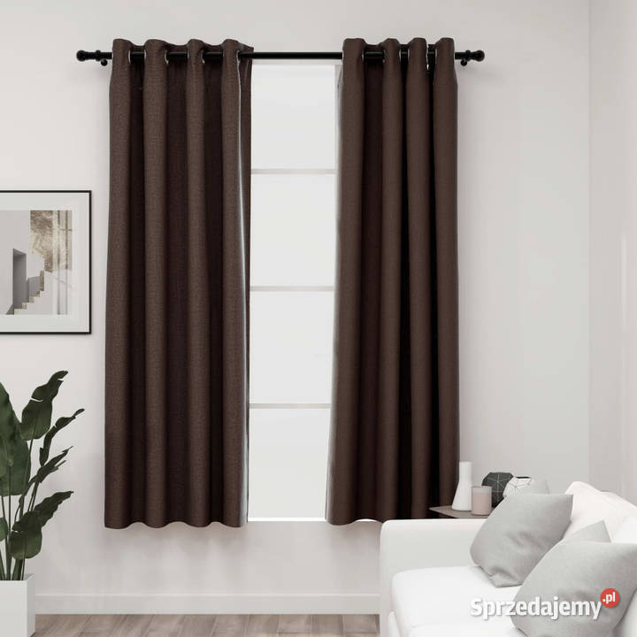 Zasłony stylizowane na lniane 2 taupe 140x175 Warszawa