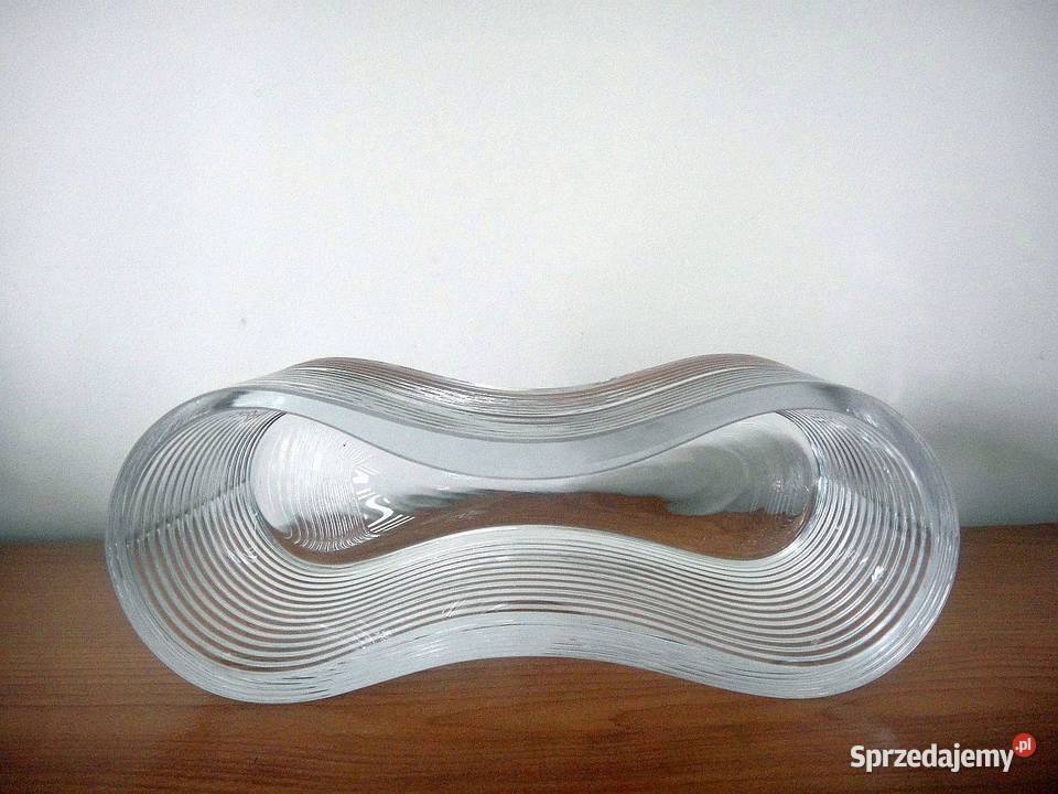 Elegancki prążkowany wazon ze szkła Kielce sprzedam