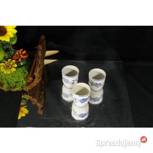 3 porcelanowe kubeczki czarki w niebieski wzór śląskie
