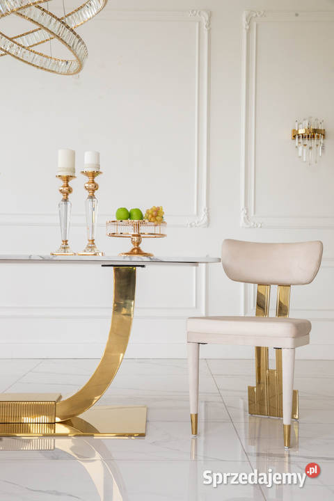 Krzesło Designerskie EMPIRE Beżowe Welurowe Warszawa