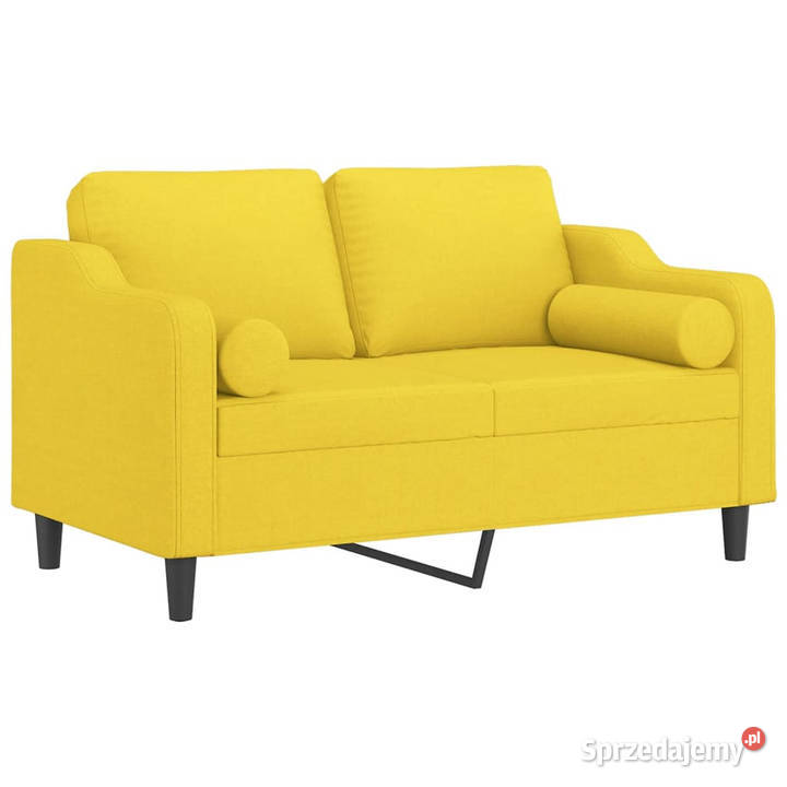 2osobowa sofa z poduszkami jasnożółta 120