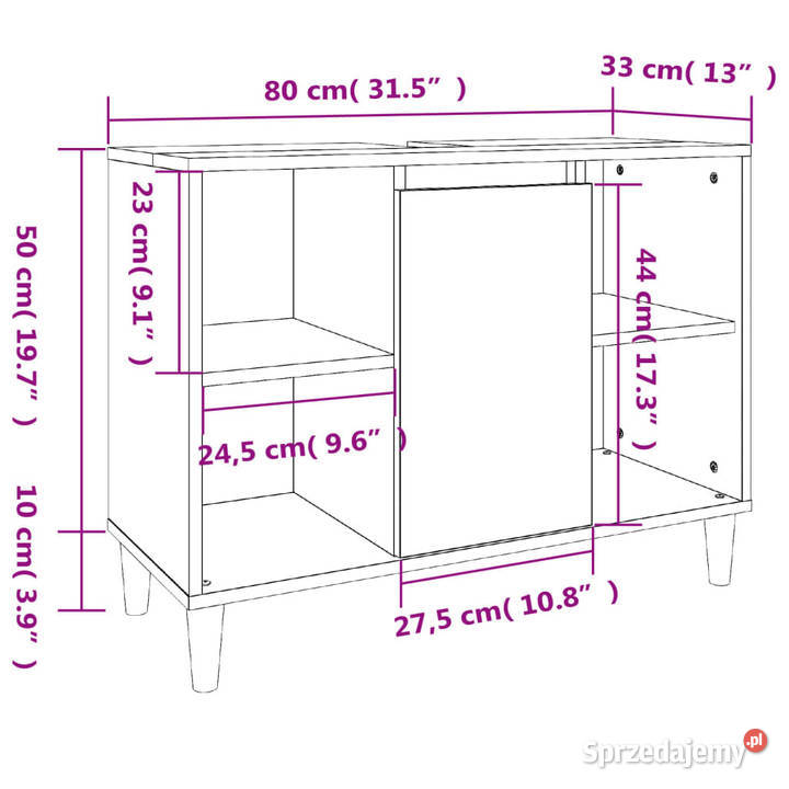 Szafka pod umywalkę biała 80x33x60 WM821284