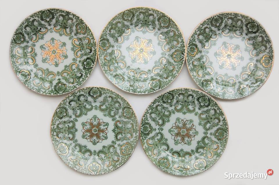 Talerze vintage deserowe zielone chińska Lublin