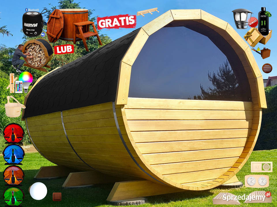 SAUNA Ogrodowa 300 OKNO 50 PRZEDSIONEK Beczka Nowy Targ