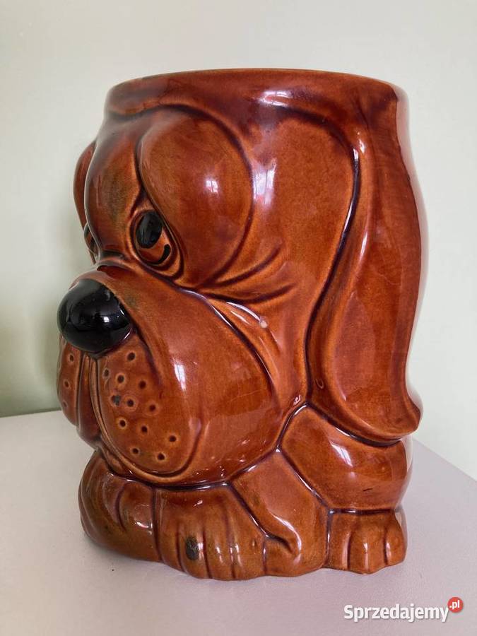 Nowa ceramiczna doniczka pies flakon vintage PK odcienie brązowego podkarpackie Nisko sprzedam