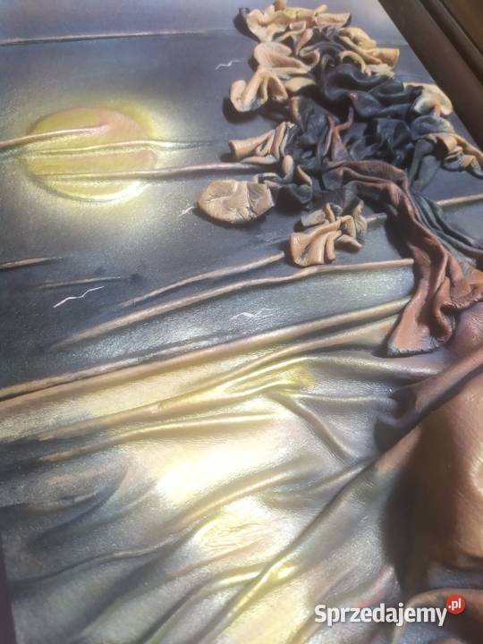 Obraz ze skóry skórzany w drewnianej ramie Szczecinek