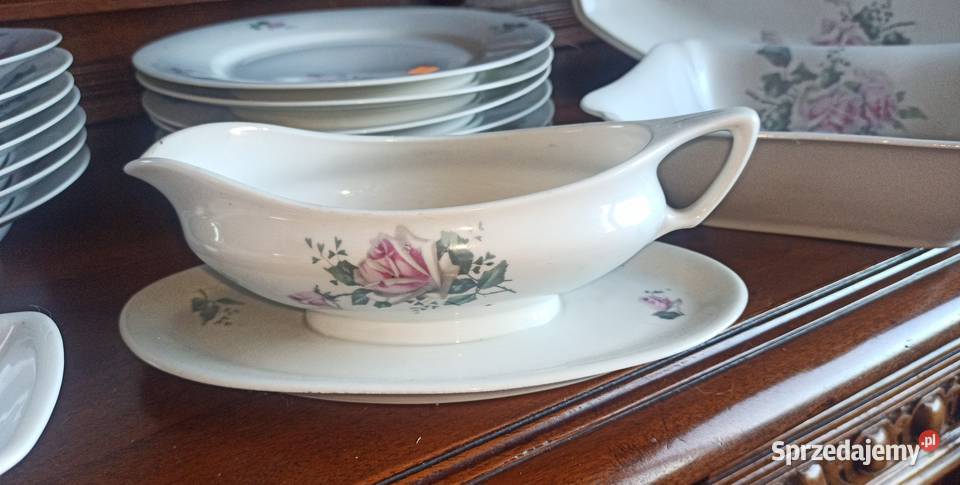 Serwis obiadowy z różą Na 6 osób Biała porcelana pomorskie Gdańsk
