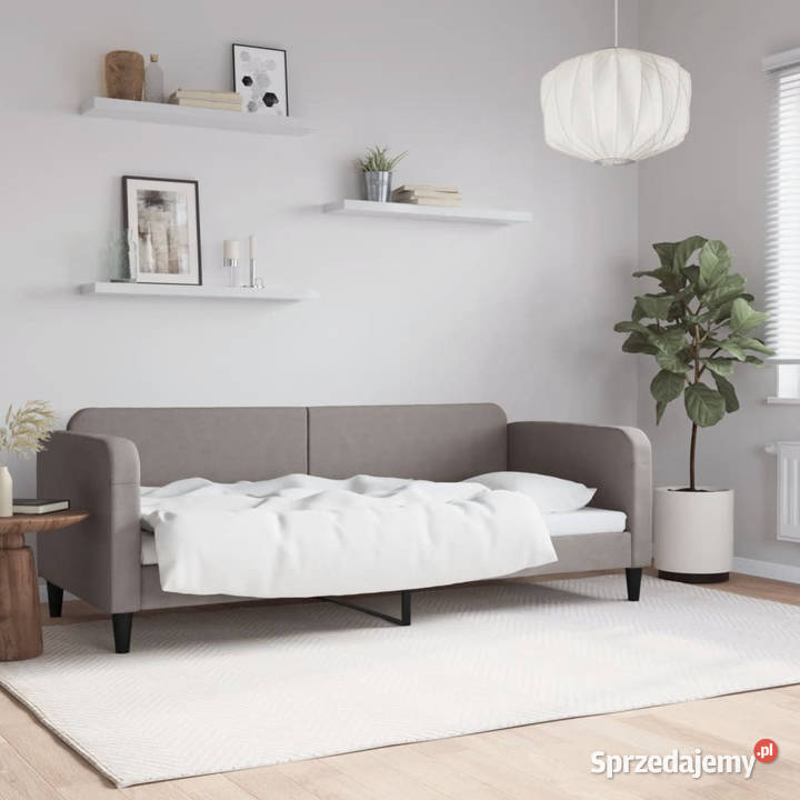Sofa z funkcją spania kolor taupe obite tkaniną 75cm Warszawa