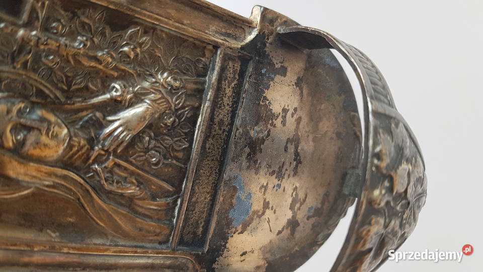 Stara platerowana kropielnica domowa ze szklanym Dąbrowa Górnicza