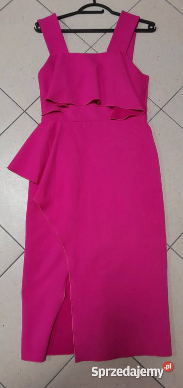 Różowa sukienka midi w intensywnym kolorze r36 Rozmiar 38(M) Moda i Styl Sosnowiec
