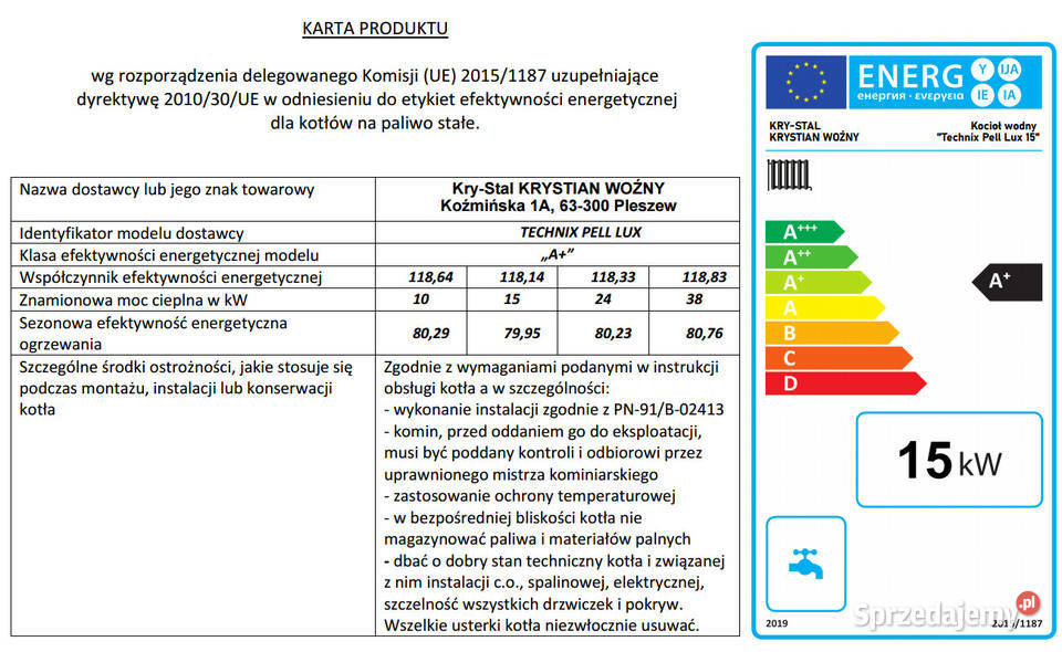 Kocioł piec na pellet Technix Pell Lux 15KW Pleszew
