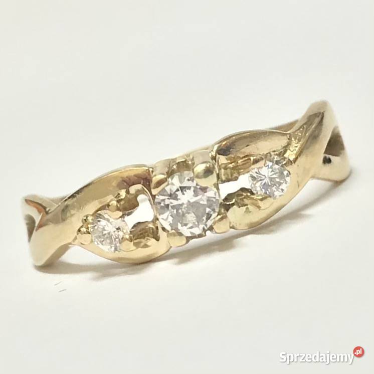 Złoty PIERŚCIONEK 585 14K DIAMENTY 025ct CUD r12 Biżuteria dla Pań Warszawa