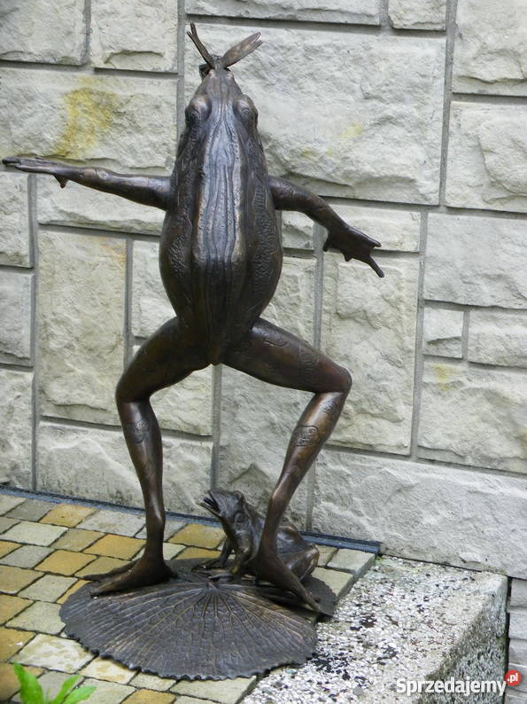 PLUJĄCA ŻABA W WASZKĘ FONTANNA Z BRĄZU ŻABA Antyki Kraków sprzedam