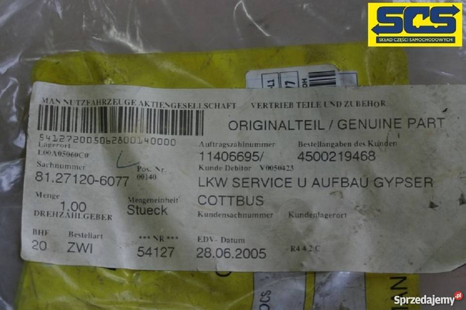 MAN F2000 TGA CZUJNIK ABS KĄTOWY 81271206077 ciężarowe lubuskie