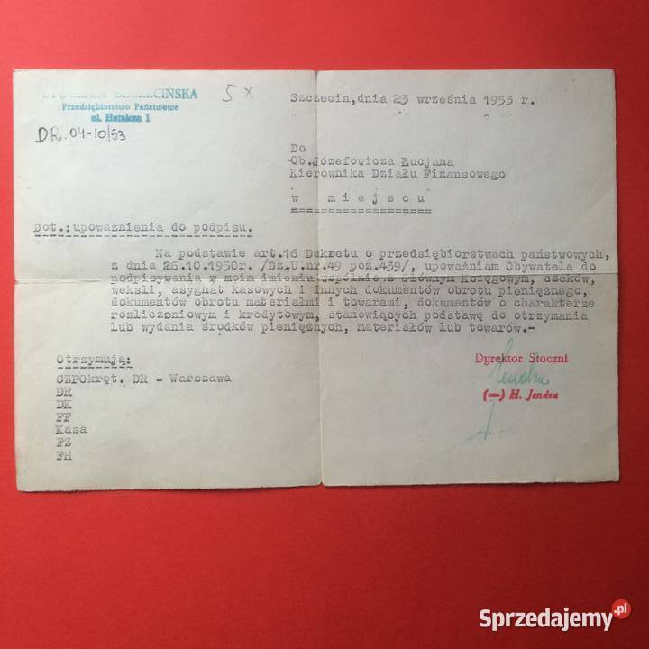 1661 Pismo Upoważniające Do Podpisów Józefowicz Antykwariat