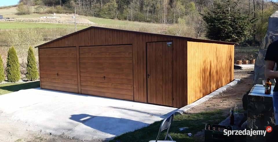 Garaż blaszany 8x7 drewnopodobny dwustanowiskowy Sprzedaż małopolskie Kraków