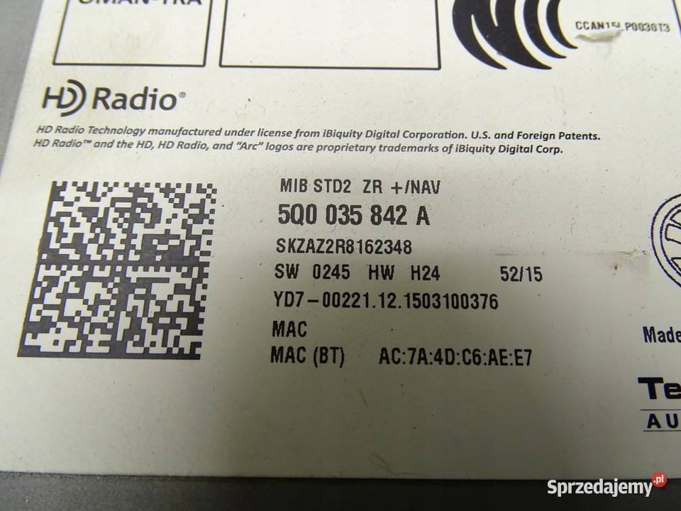 CZYTNIK KART SD ZMIENIARKA 5Q0035842A SKODA Stacyjki i kluczyki sprzedam