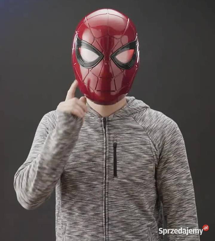 Hełm Iron Spiderman Czarna Seria Światło LED czerwony