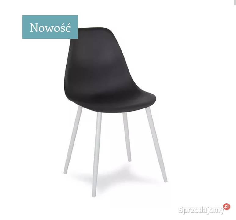 Krzesło czarne nowoczesne białe metalowe nóżki