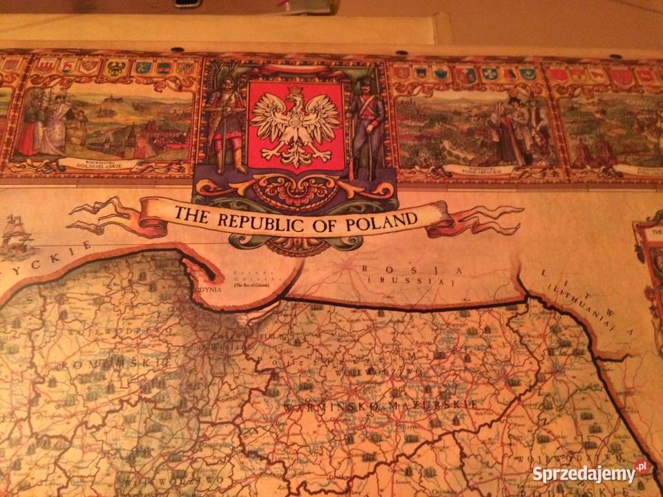 Ścienna ozdobna mapa Polski Pergamena NOWA Pozostałe Warszawa