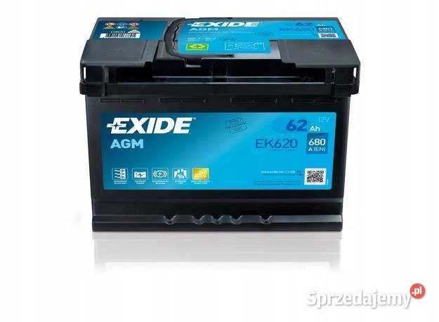 Akumulator Exide EK620 12V 62Ah 680A P AGM Akumulatory
