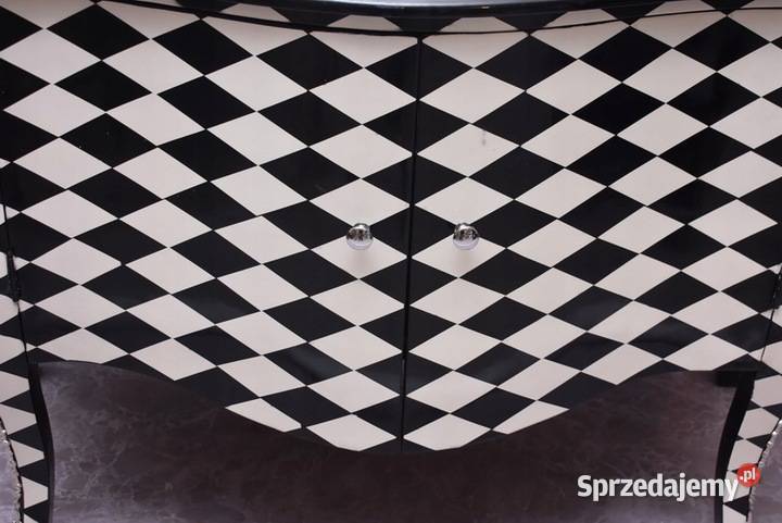 Królewska Biało Czarna Komoda Vintage Szafa