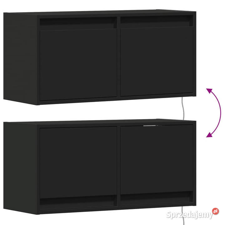 Ścienna szafka TV z LED czarna 80x31x35 WM852356 Warszawa