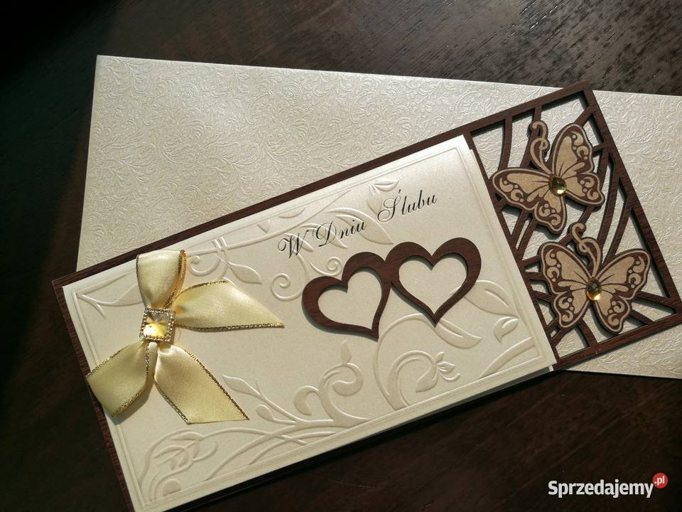KARTKA ŚLUBNA ŚLUB KARTA DREWNO MOTYL WESELE