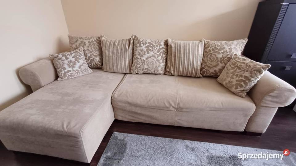 Narożnik beżowy z funkcją spania 40cm sprzedam