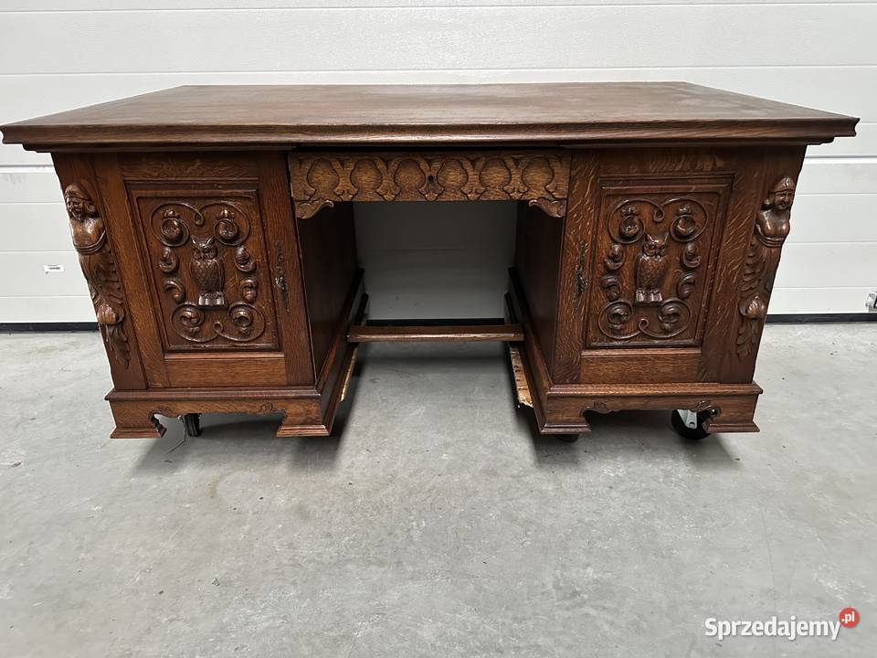 Piękny antyczny dębowy gabinet biblioteka wielkopolskie Sławoszewek