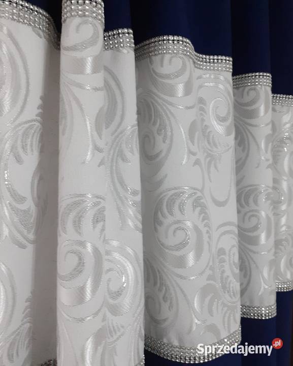 Zasłony granatowo srebrne Wystrój okien Mława