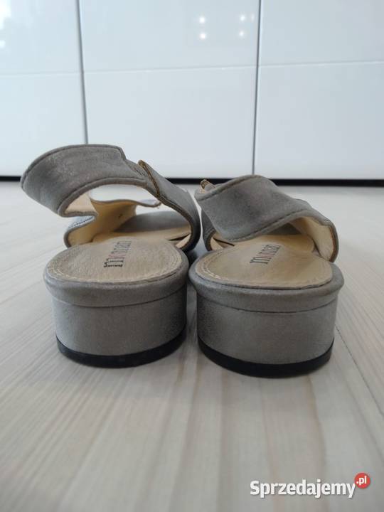 Buty Sandały Skórzane Skóra Naturalna Szare