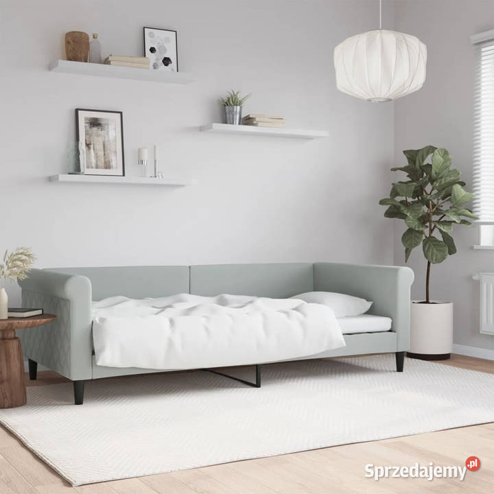 Łóżko dzienne jasnoszare obite aksamitem 90x200 Warszawa