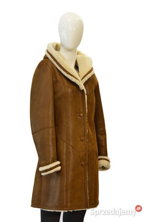 Kożuch Damski Długi z Kapturem ze Skór Kurtki i płaszcze Włoszczowa