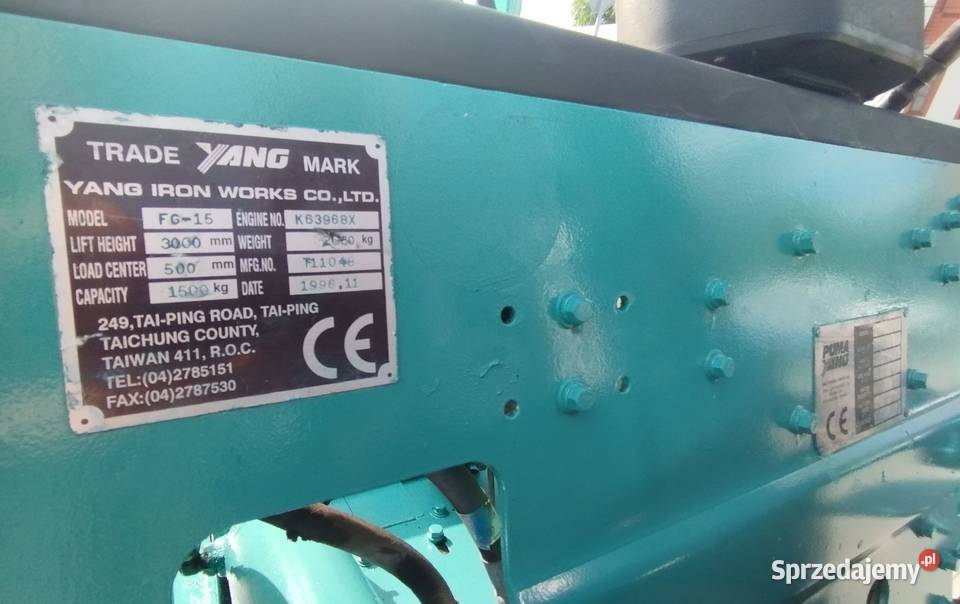 Wózek widłowy Puma Yang FG15 Nissan LPG 15 tony Namysłów