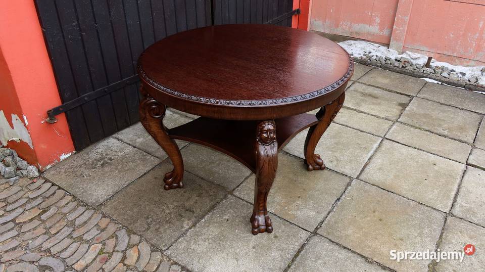 Unikatowy Neorenesansowy Stół Stolik Kawowy Dąb Ziębice
