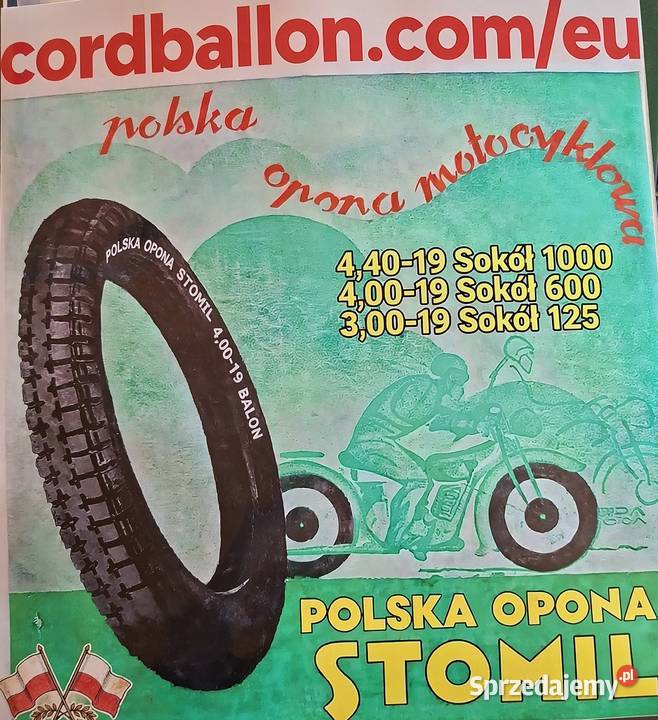 Plakat Reklama POLSKA OPONA STOMIL SHL M04 SOKÓŁ Opony i felgi mazowieckie Milanówek sprzedam