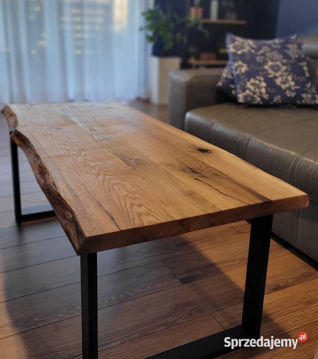 Industrialny stolik kawowy 120 Ława dębowy blat Tarnowskie Góry