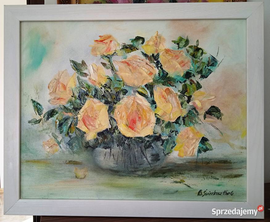 obraz olejny ŻÓŁTE RÓŻE Grzechynia