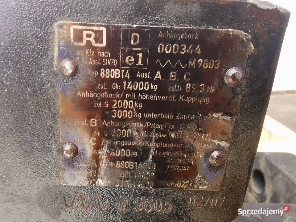 Konsola zaczepu JCB 8250 Fastrac Wilkowo